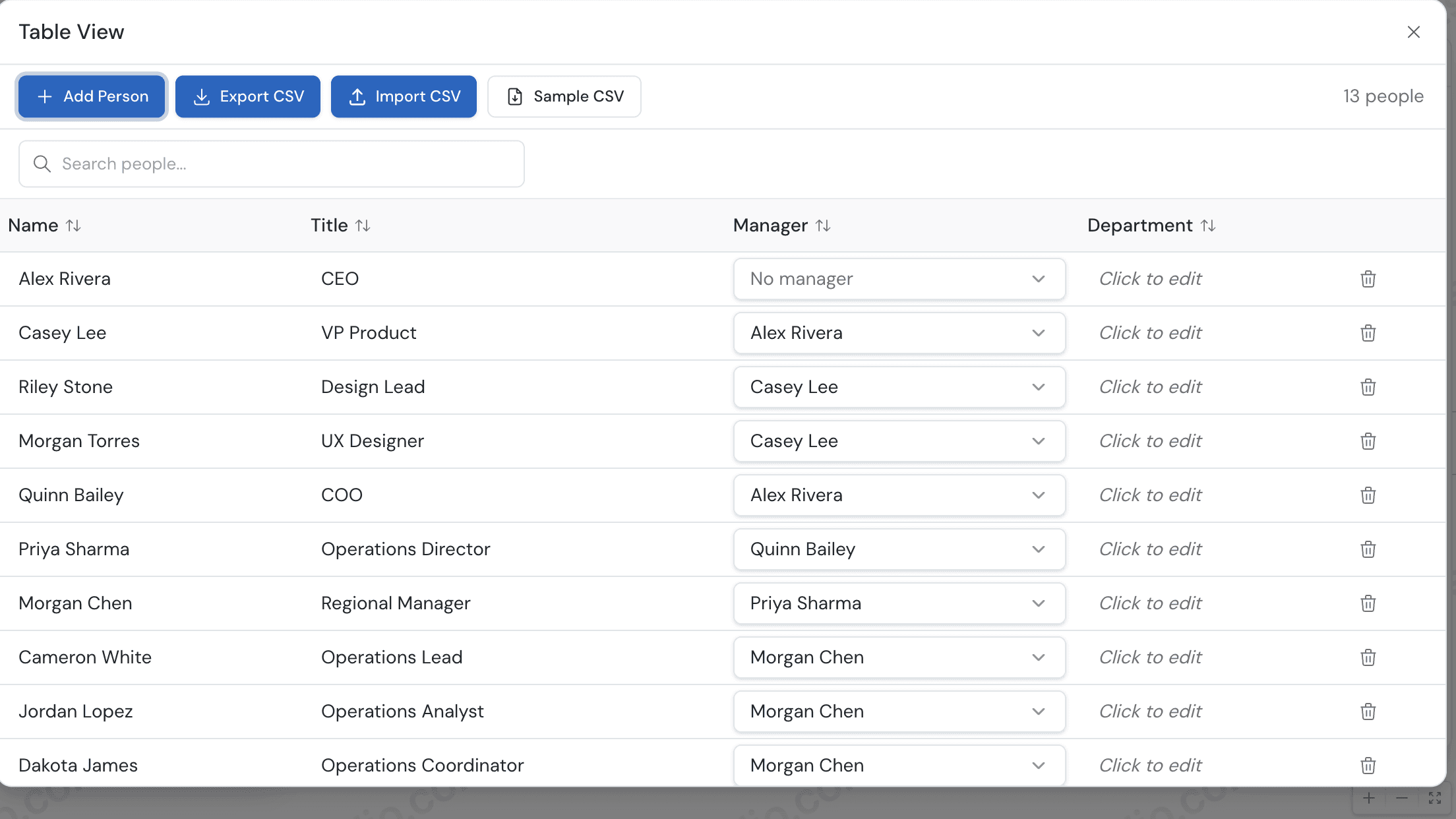 Org Chart Studio — CSV import